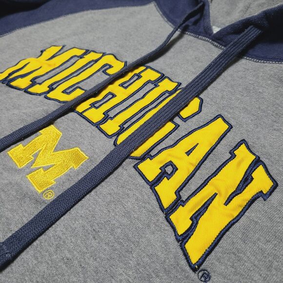 Vintage Michigan Wolverines Sweatshirt Adult Large Gray Hoodie Pro Edge - Picture 2 of 6